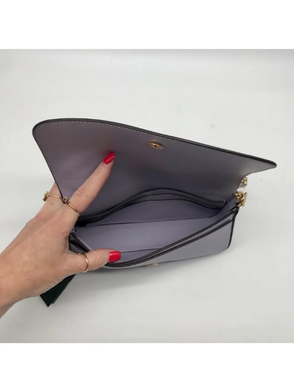 Kate Spade Lavender Saffiano Leather Flap Chain Crossbody Bag